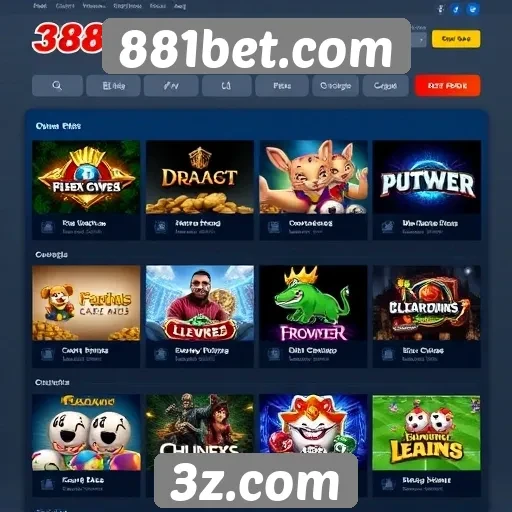 Variedade de jogos disponíveis na 881bet